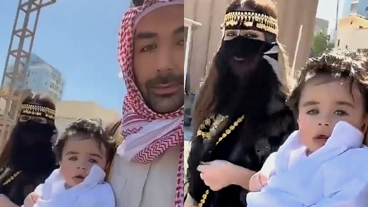فرح الهادي تشارك في احتفالات يوم التأسيس مع عائلتها .. فيديو