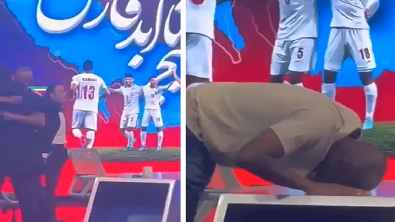 لاعب قطري يحتفل بالفوز داخل استديو قناة ايرانية .. فيديو