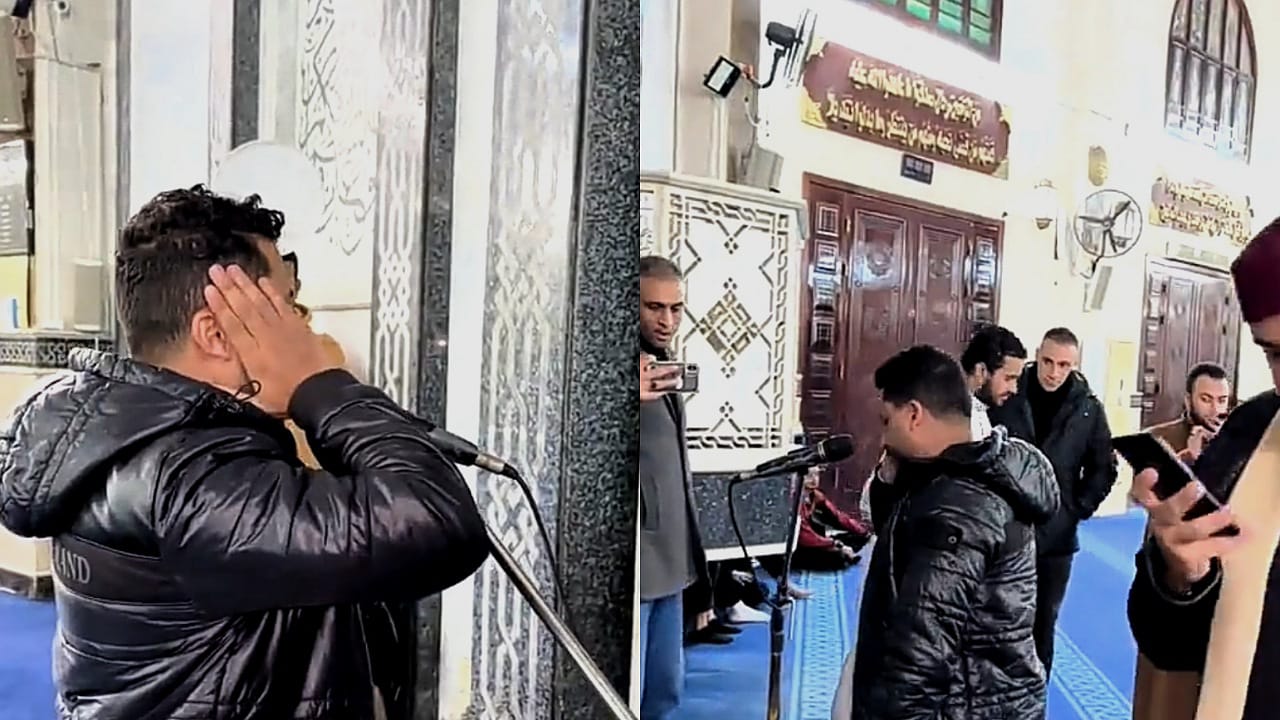 بطريقة الأذان الحجازي .. فنان مغربي معتزل يؤدي الأذان بأحد المساجد المصرية .. فيديو