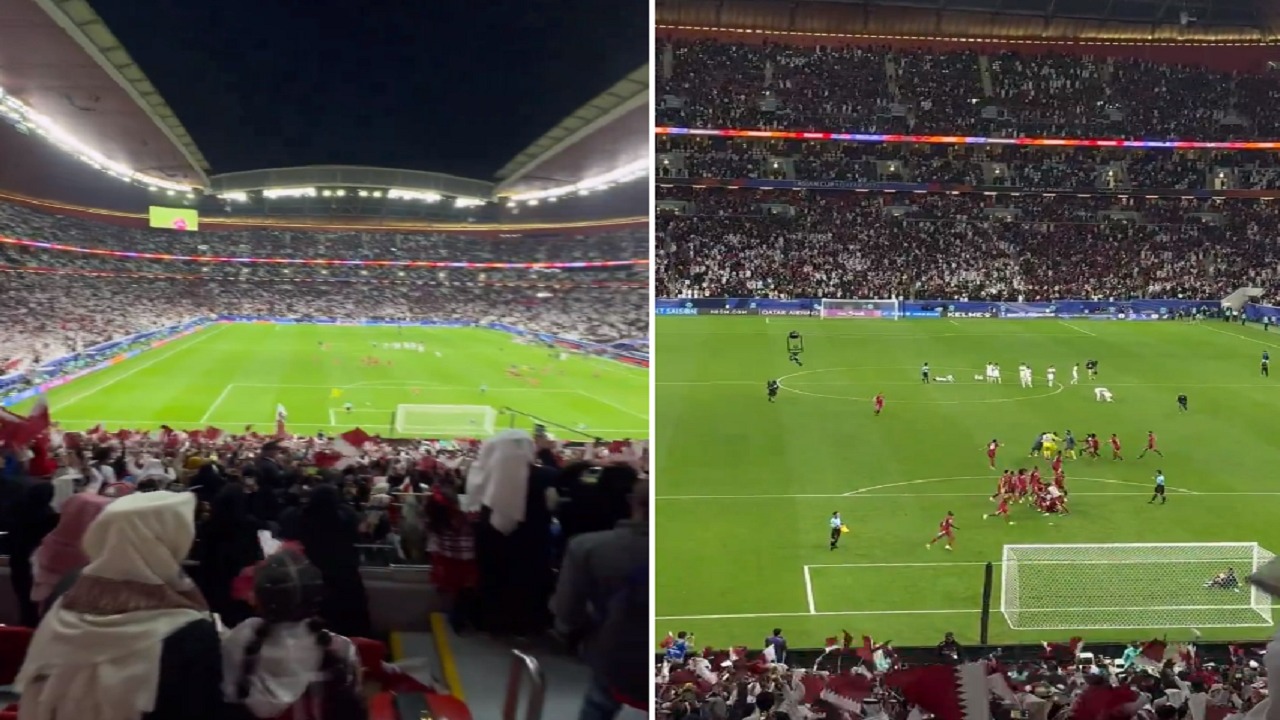 ردة فعل الجماهير القطرية بعد الفوز ضد أوزباكستان .. فيديو