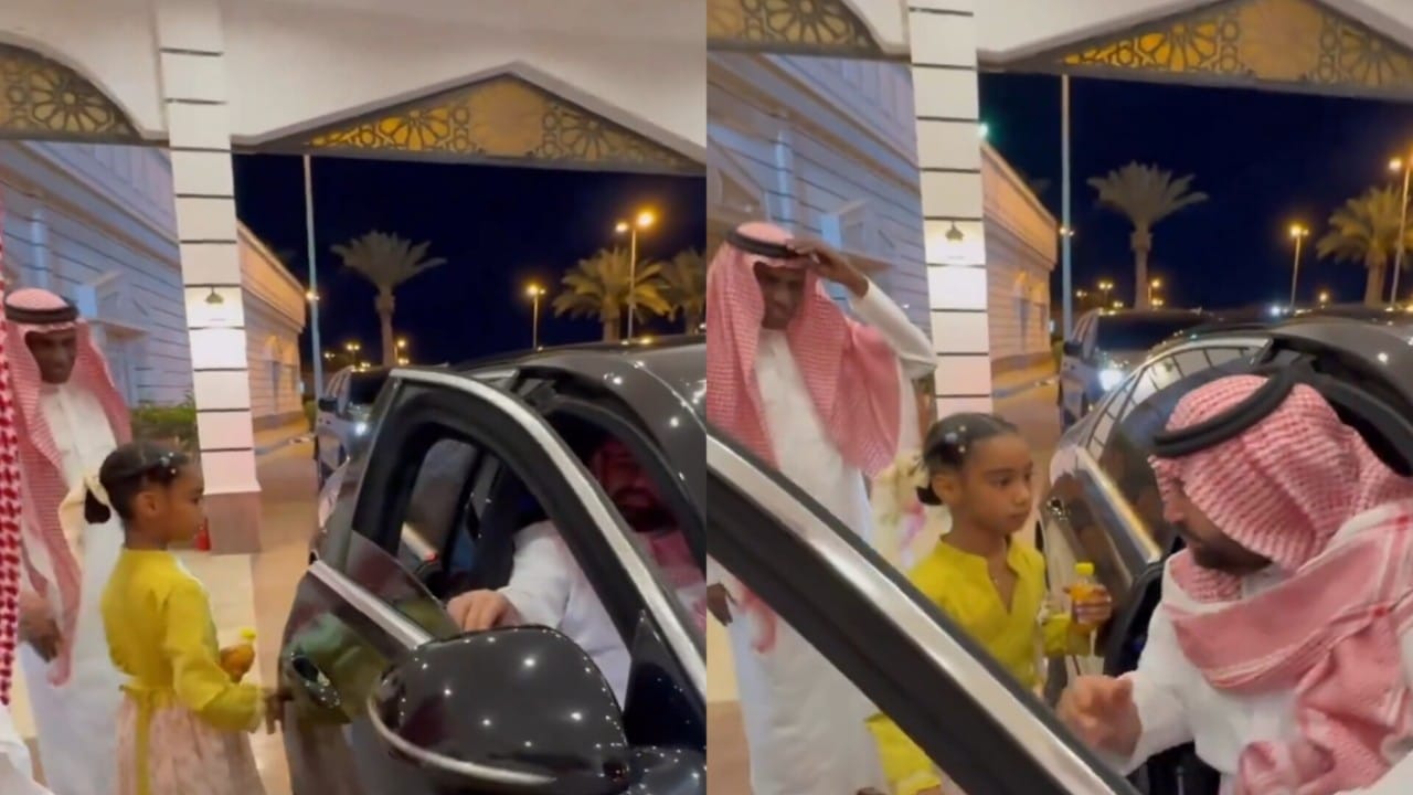 نائب أمير جازان ينزل من سيارته ليقبل رأس طفلة يتيمة .. فيديو
