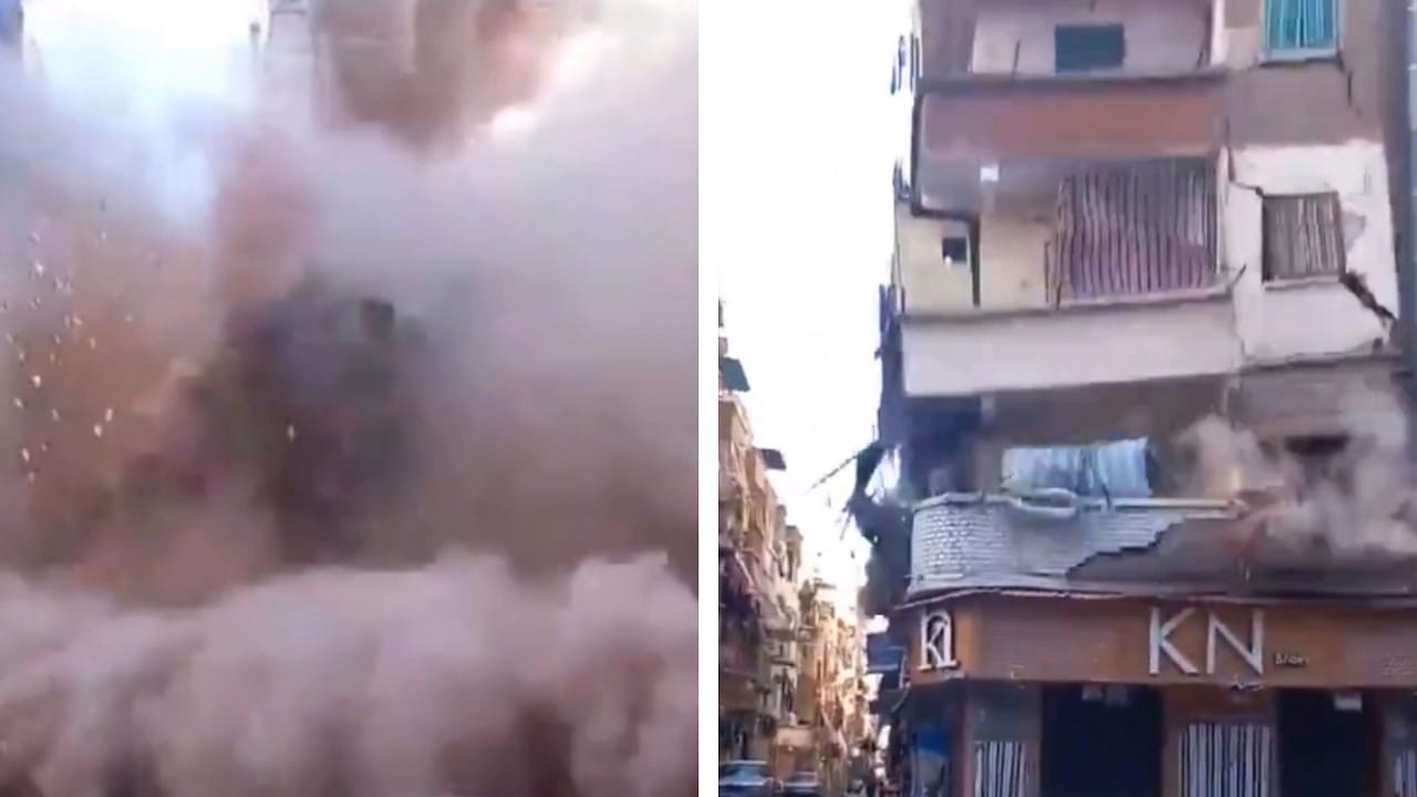 مشهد مروع .. لحظة انهيار مبنى سكني بالإسكندرية.. فيديو