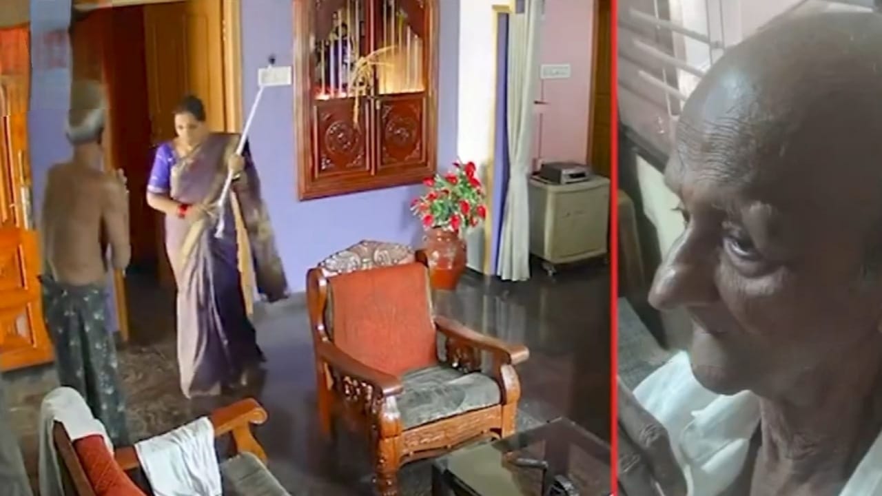 هندي يعمل في الخليج يكتشف تعدي زوجته على والده المسن ويبلغ الشرطة .. فيديو