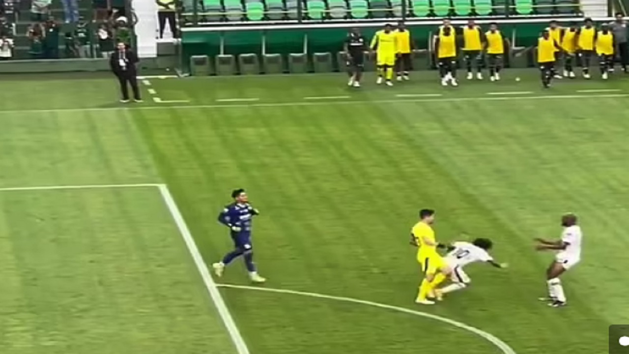 حارس مرمى يتعدى على لاعب بعد تسجيله ركلة جزاء .. فيديو