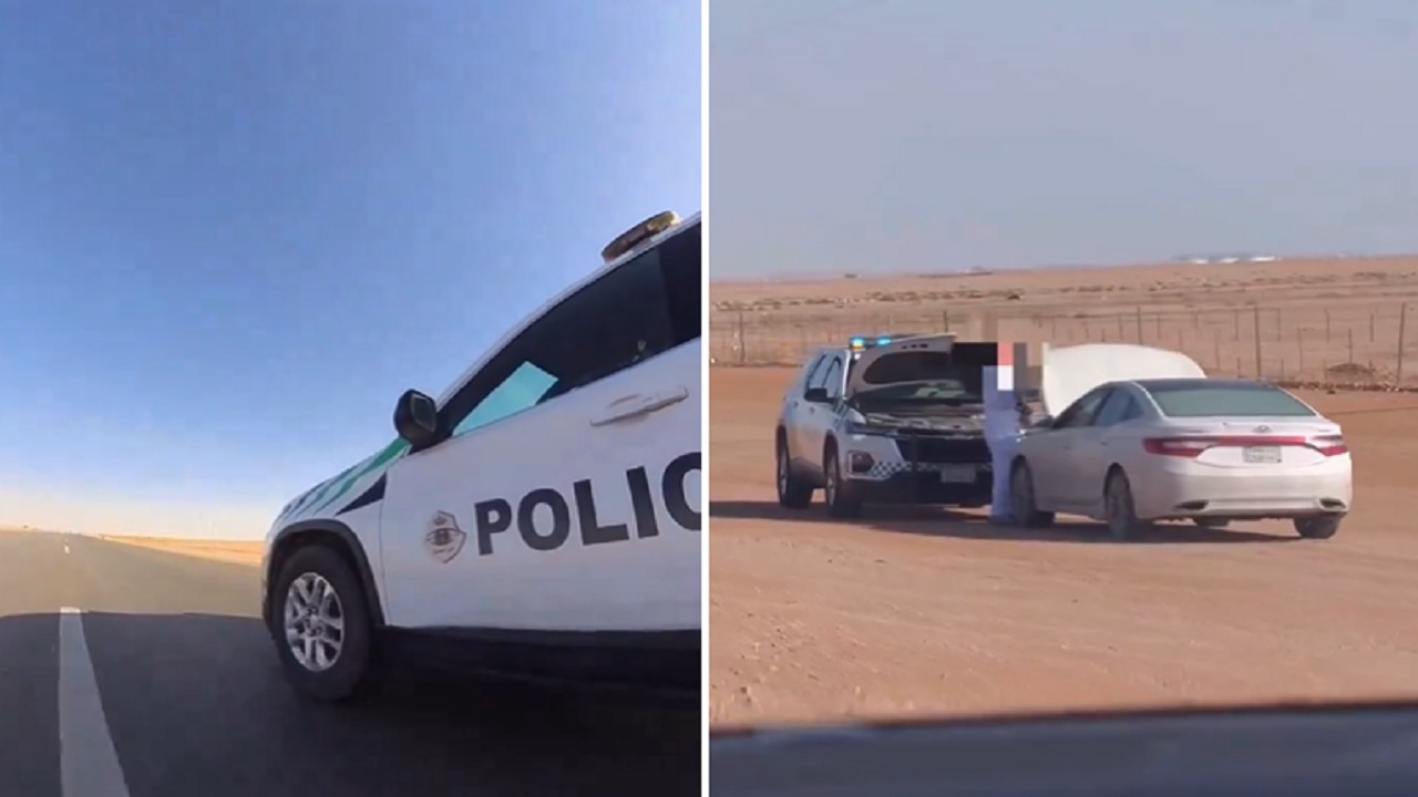 إنقاذ شخص تعطلت مركبته على امتداد طريق الملك فهد .. فيديو