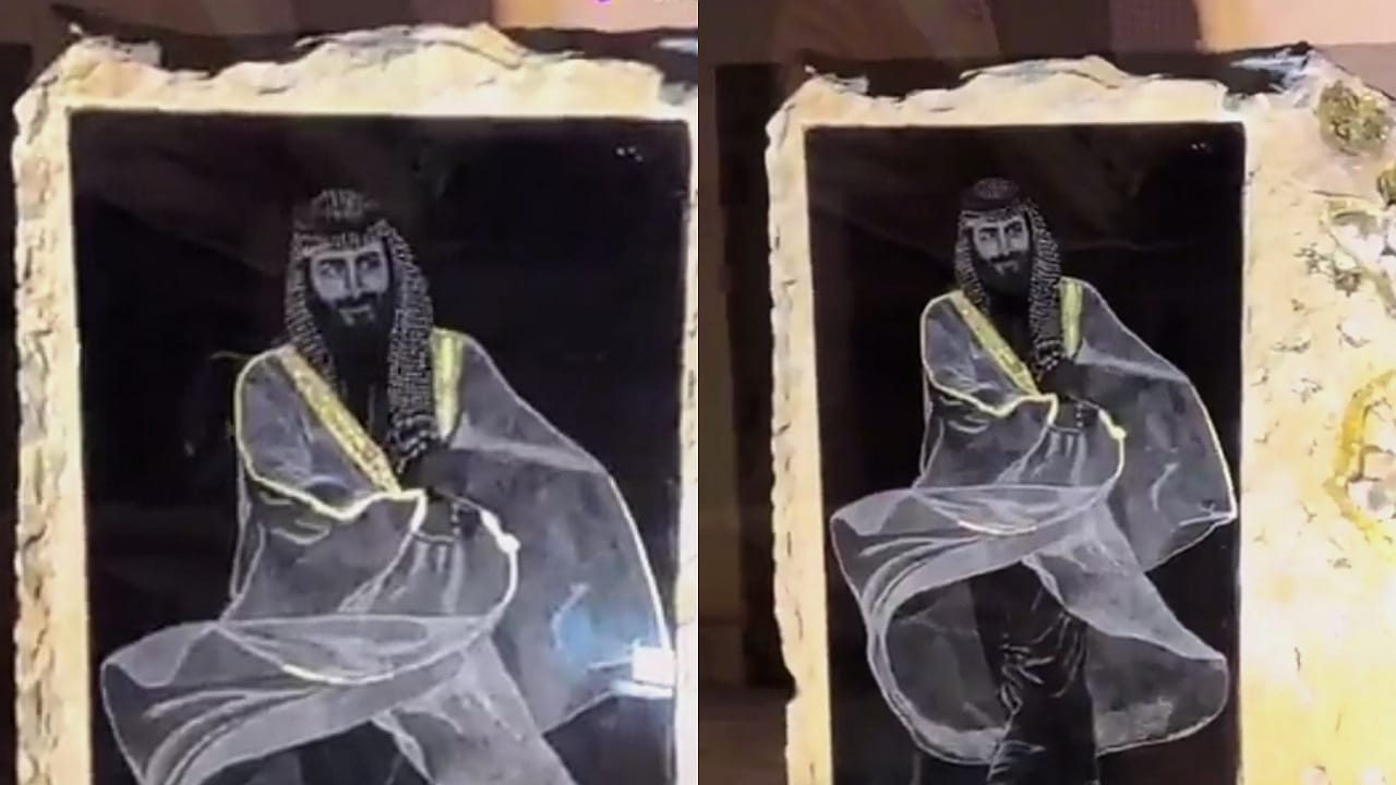 فنانة تشكيلية تُبدع في رسم صورة لـ ولي العهد الأمير محمد بن سلمان على الزجاج .. فيديو