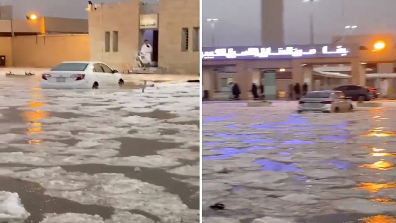 مياه الأمطار تغمر المركبات بـ ميقات السيل الكبير ..فيديو