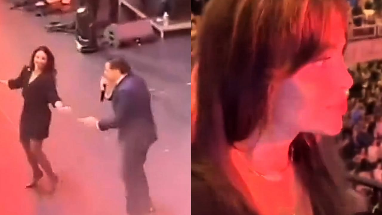 ردة فعل زوجة راغب علامة بعد رقص معجبة بجانبه على المسرح .. فيديو