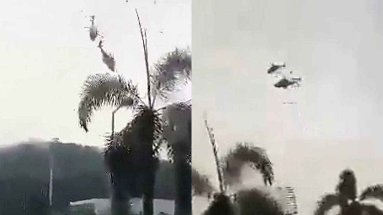 اصطدام طائرتين هليكوبتر تابعة للبحرية الماليزية وأنباء عن وجود قتلى .. فيديو