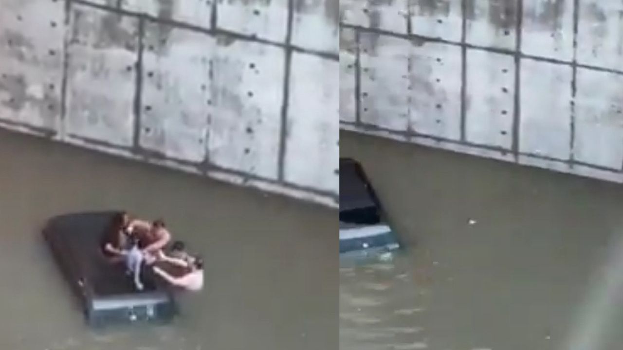 مدير فرع بنك مصر بالإمارات ينقذ عائلة من الغرق داخل السيارة .. فيديو