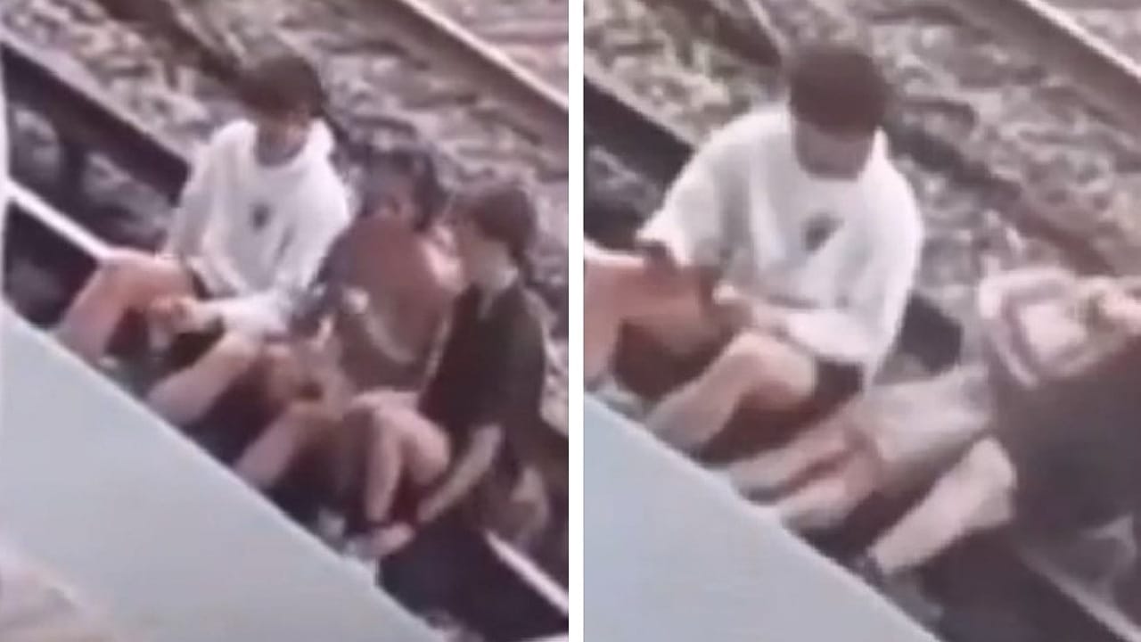 ثلاث أصدقاء يتعرضون للصعق الكهربائي أثناء جلوسهم على سكة القطار .. فيديو