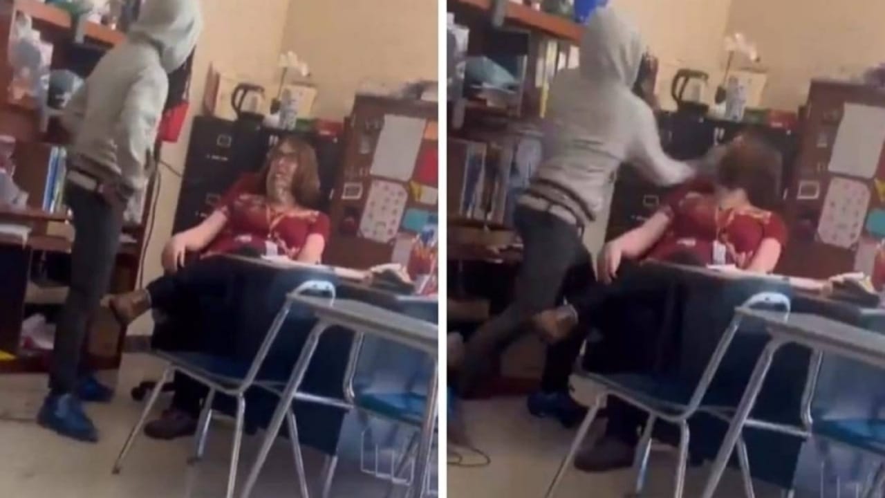 طالب يصفع معلمته على وجهها بعدما أخذت منه السيجارة الإلكترونية.. فيديو