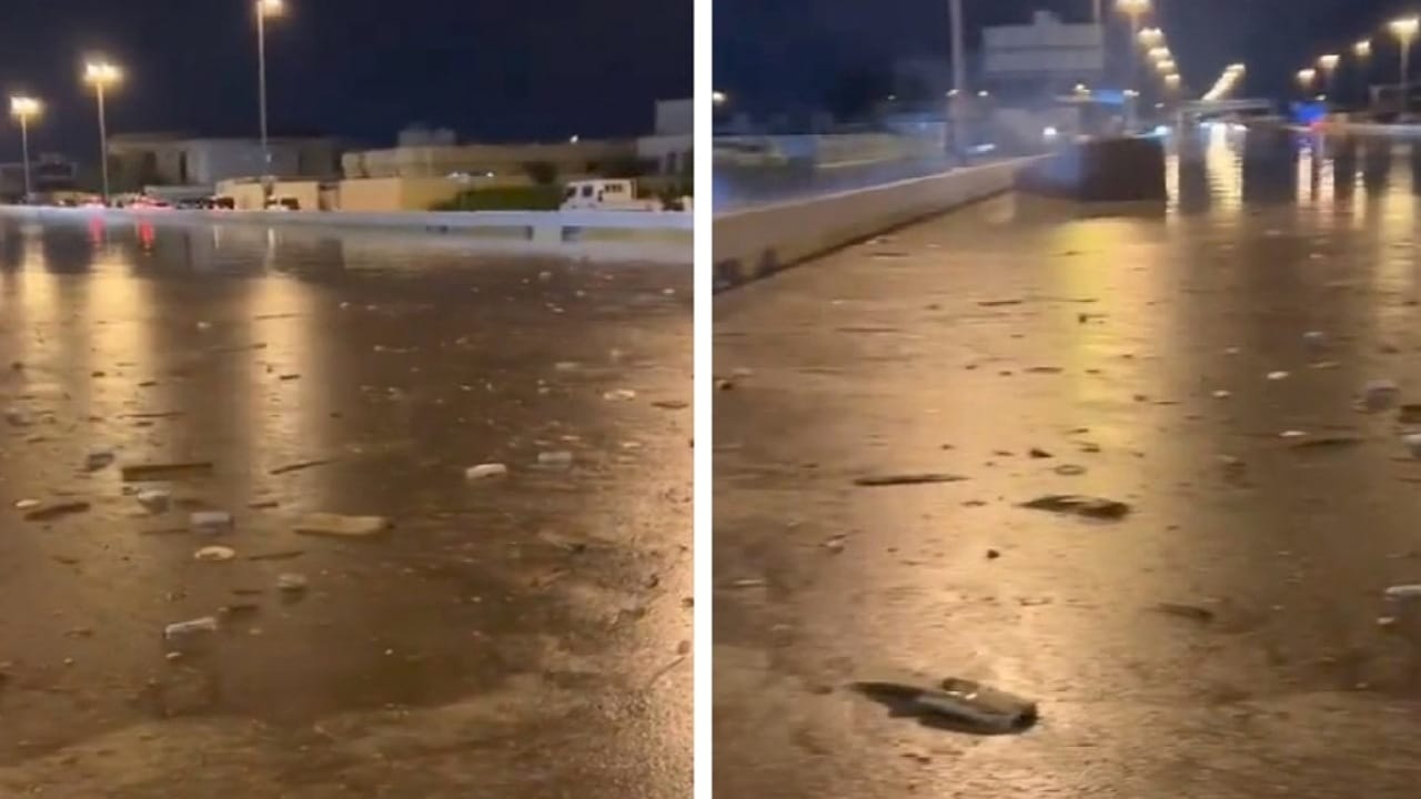 مياه الأمطار تغطي نفق سيارات بالكامل في الإمارات.. فيديو