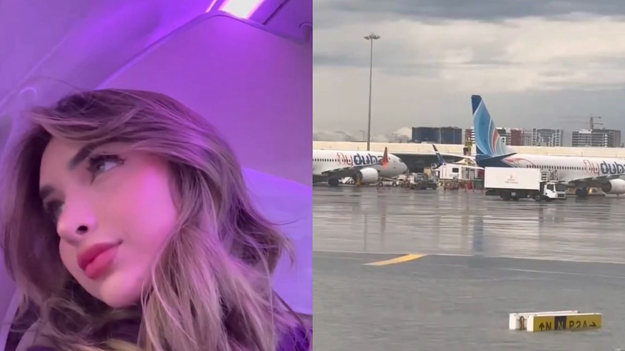 لحظات عصيبة لفتاة ووالدها في الطائرة أثناء رحلتهم إلى دبي .. فيديو