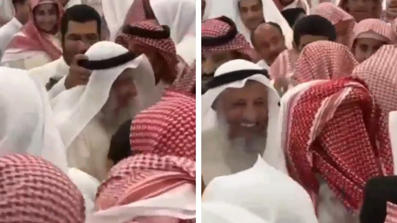 تجمهر مئات السعوديين حول الشيخ عثمان الخميس أثناء زيارته لـ بريدة .. فيديو