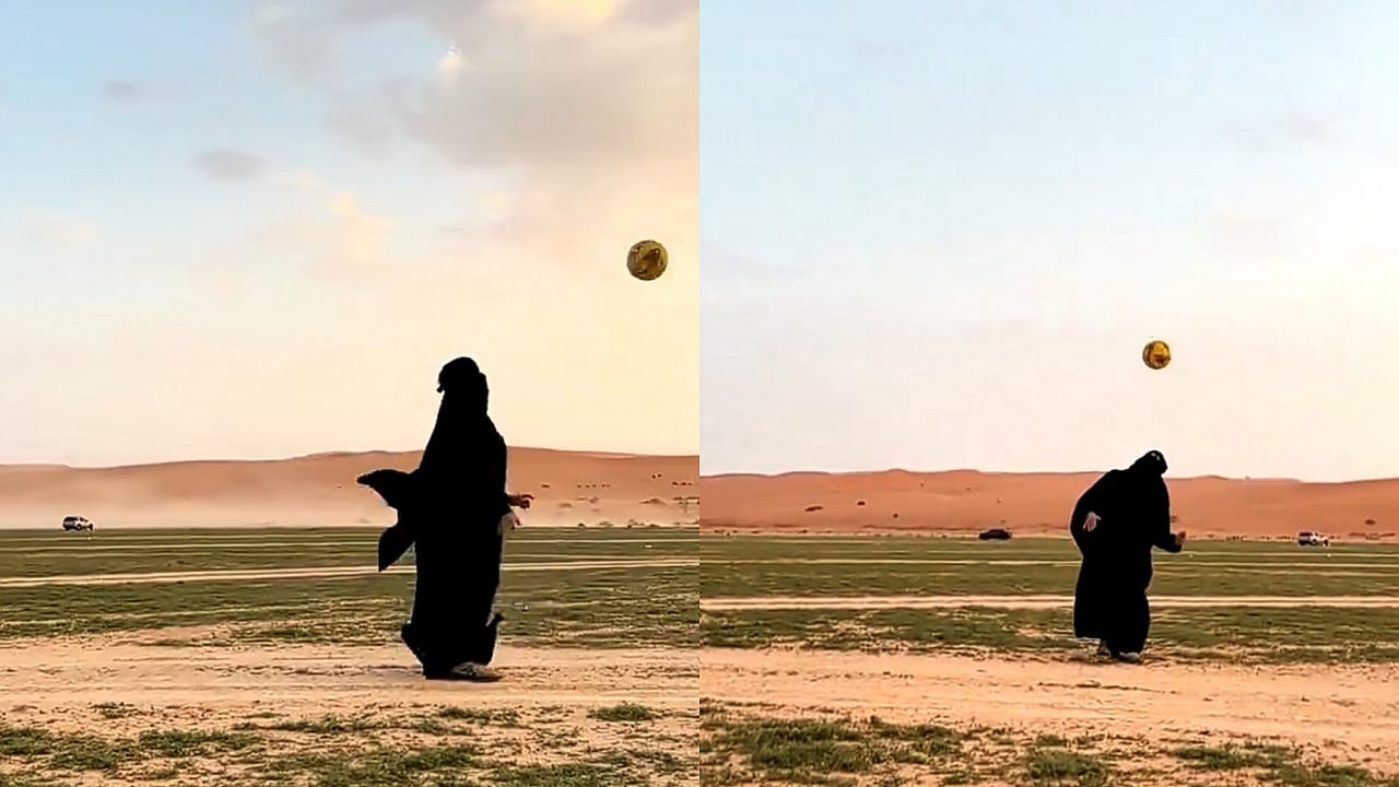 فتاة توثق مهارة والدتها في لعب الكرة .. فيديو