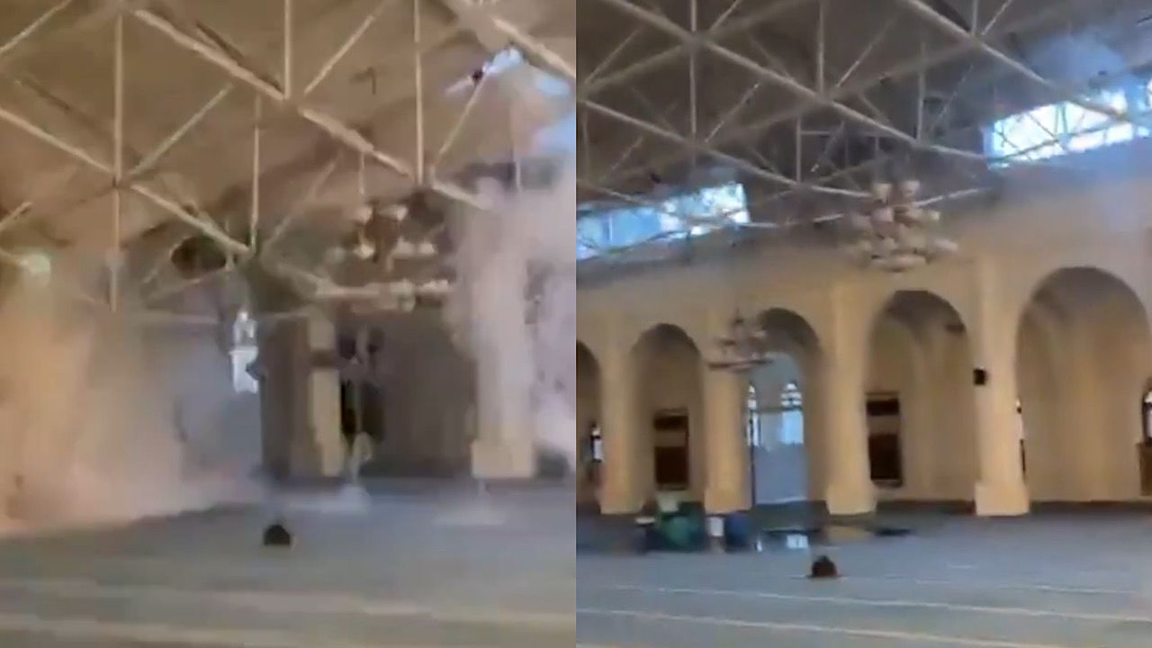 الأمطار تتسبب في انهيار سقف جامع جامعة الملك فهد بالظهران .. فيديو