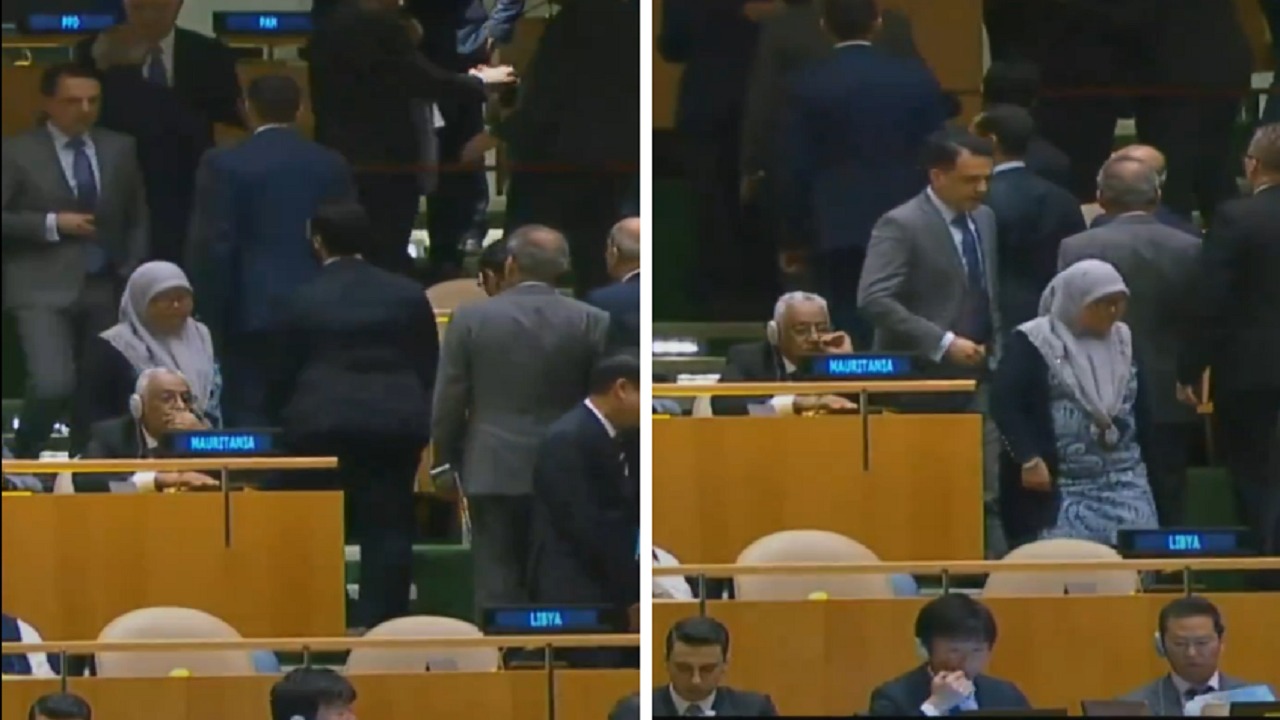 فرحة وفد فلسطيني بعد التصويت بمنح فلسطين عضوية الأمم المتحدة.. فيديو