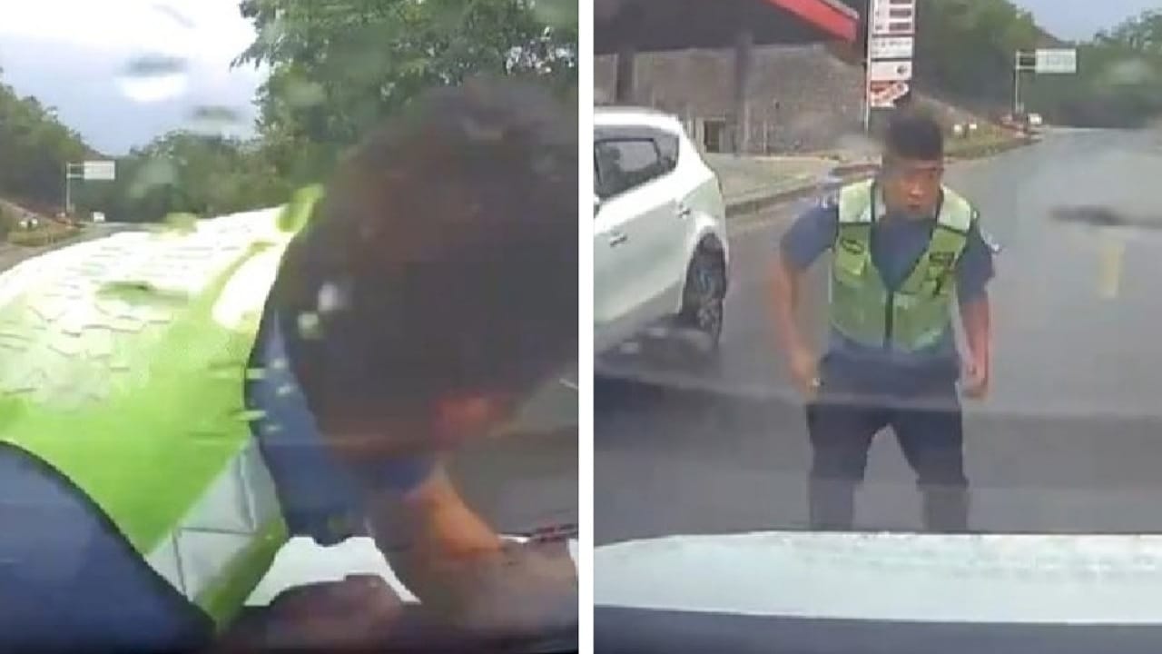 القبض على شرطي صيني ألقى بنفسه على سيارة لكسب تعويضات وإجازة مرضية .. فيديو