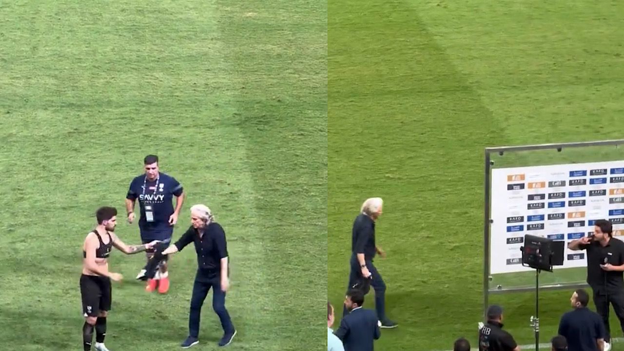جيسوس يصر على أخذ قميص نيفيز لإعطائه لمشجع طلبه بعد مباراة الهلال  .. فيديو
