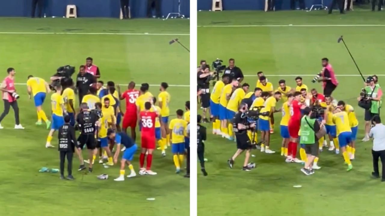 لاعبو النصر يقيمون ممر شرفي لـ رونالدو .. فيديو