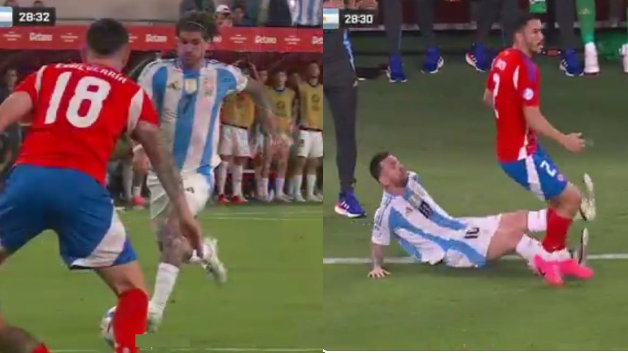 ظهير تشيلي يتسبب في إصابة ميسي ودي باول يصيب نفس اللاعب .. فيديو