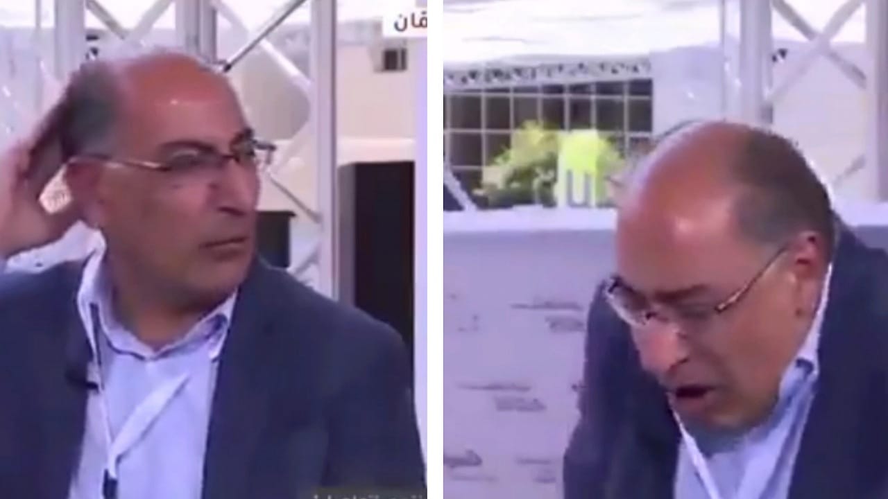 لوحة تسقط على رأس وزير أردني خلال لقاء تلفزيوني .. فيديو