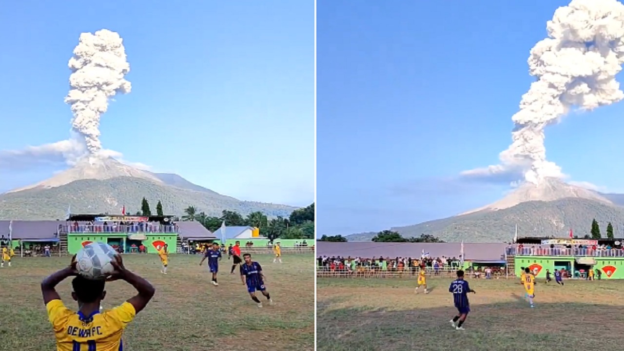 لا شيء يعيق  لعب كرة القدم حتى مع البركان … فيديو
