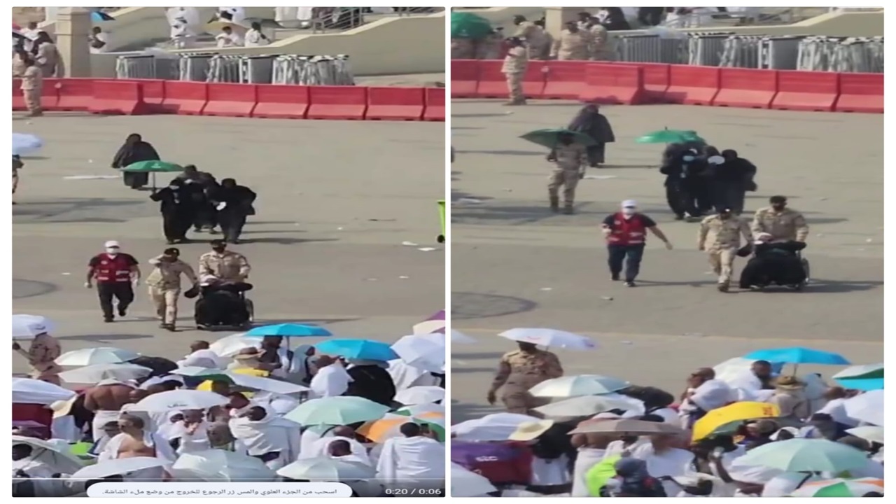 رجال الأمن يسعفون حاجة بساحة جبل الرحمة في عرفات ..فيديو