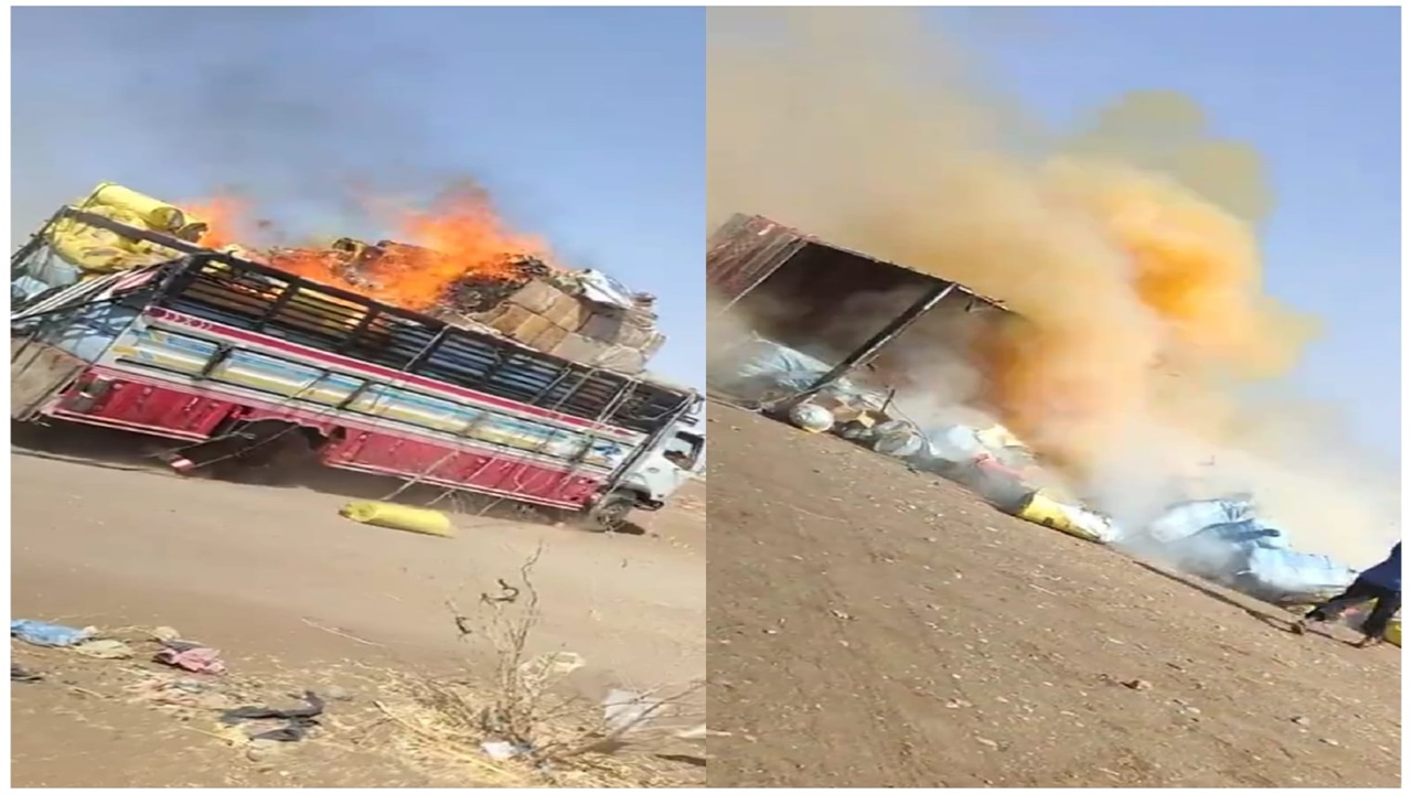  سوداني يتمكن من قلب شاحنة مشتعلة وانقاذ 90 % من البضائع ..فيديو