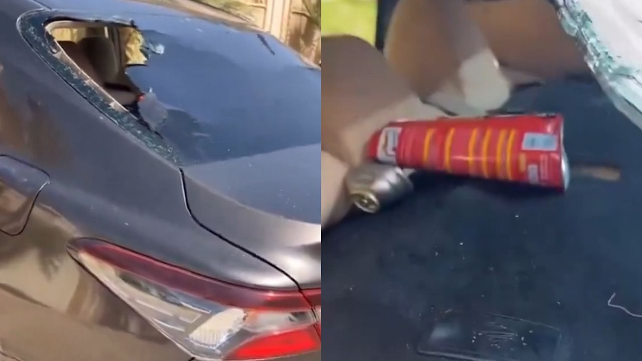 انفجار علبة تنظيف في سيارة أحد الأشخاص بفعل الحرارة .. فيديو