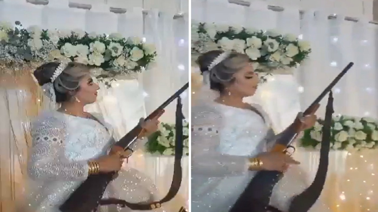 عروس تطلق 21 طلقة تحذيرية لعريسها بمراسم الاحتفال.. فيديو