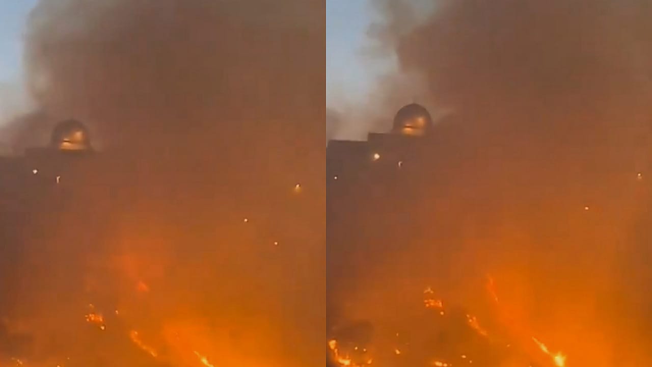 حريق هائل بالقرب من المسجد الأقصى المبارك .. فيديو