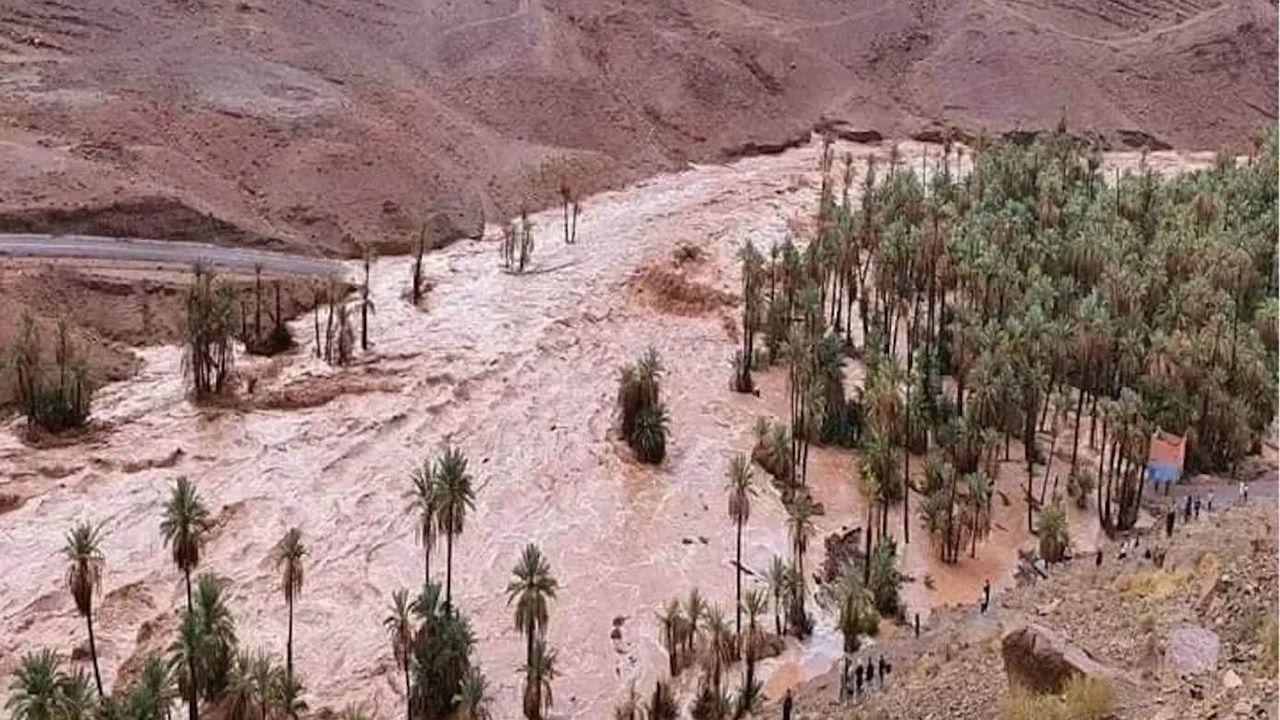 حالة من الرعب يعيشها سكان المغرب  بسبب السيول الجارفة  ..فيديو