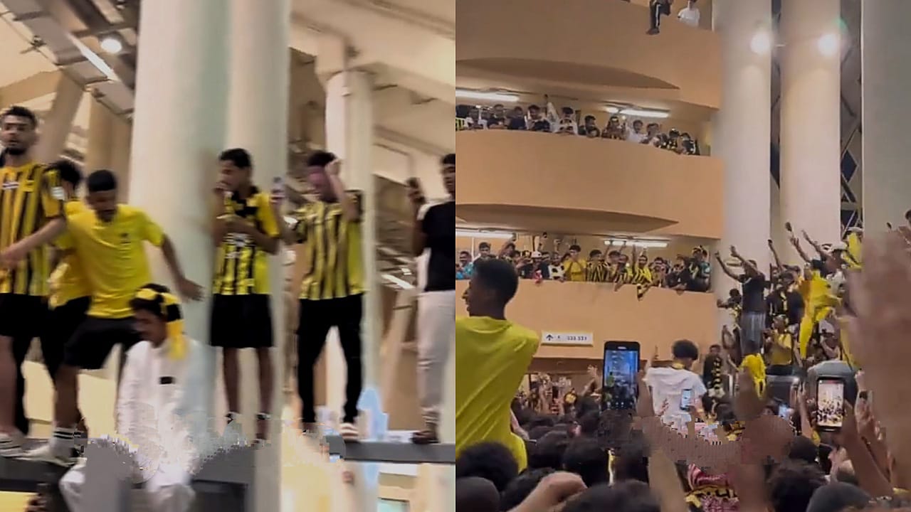 جماهير الاتحاد تهتف باسم فهد المولد وتتمنى الشفاء له .. فيديو