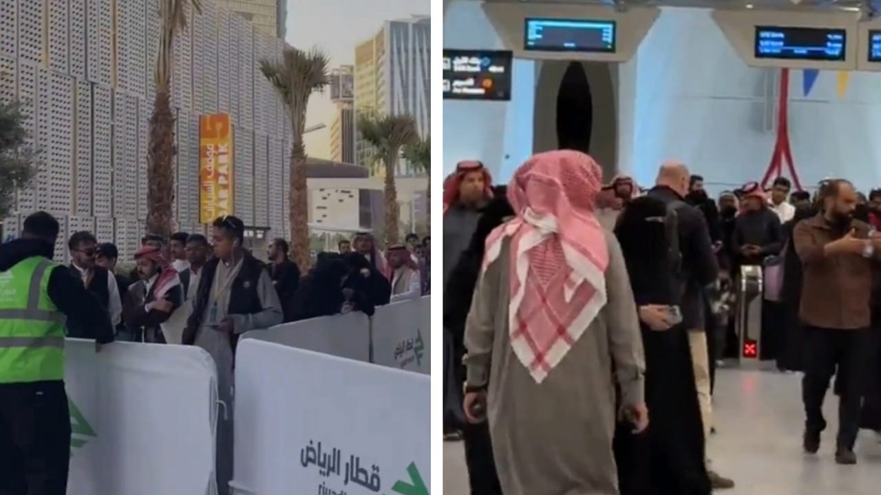 إغلاق بوابات محطة كافد مع تزايد الإقبال على قطار الرياض .. فيديو