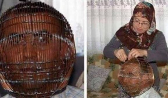 تركي يحبس رأسه في قفص معدني للإقلاع عن التدخين