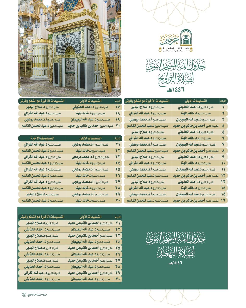 اعتماد جدول صلاتي التراويح والتهجد بالحرمين الشريفين في رمضان