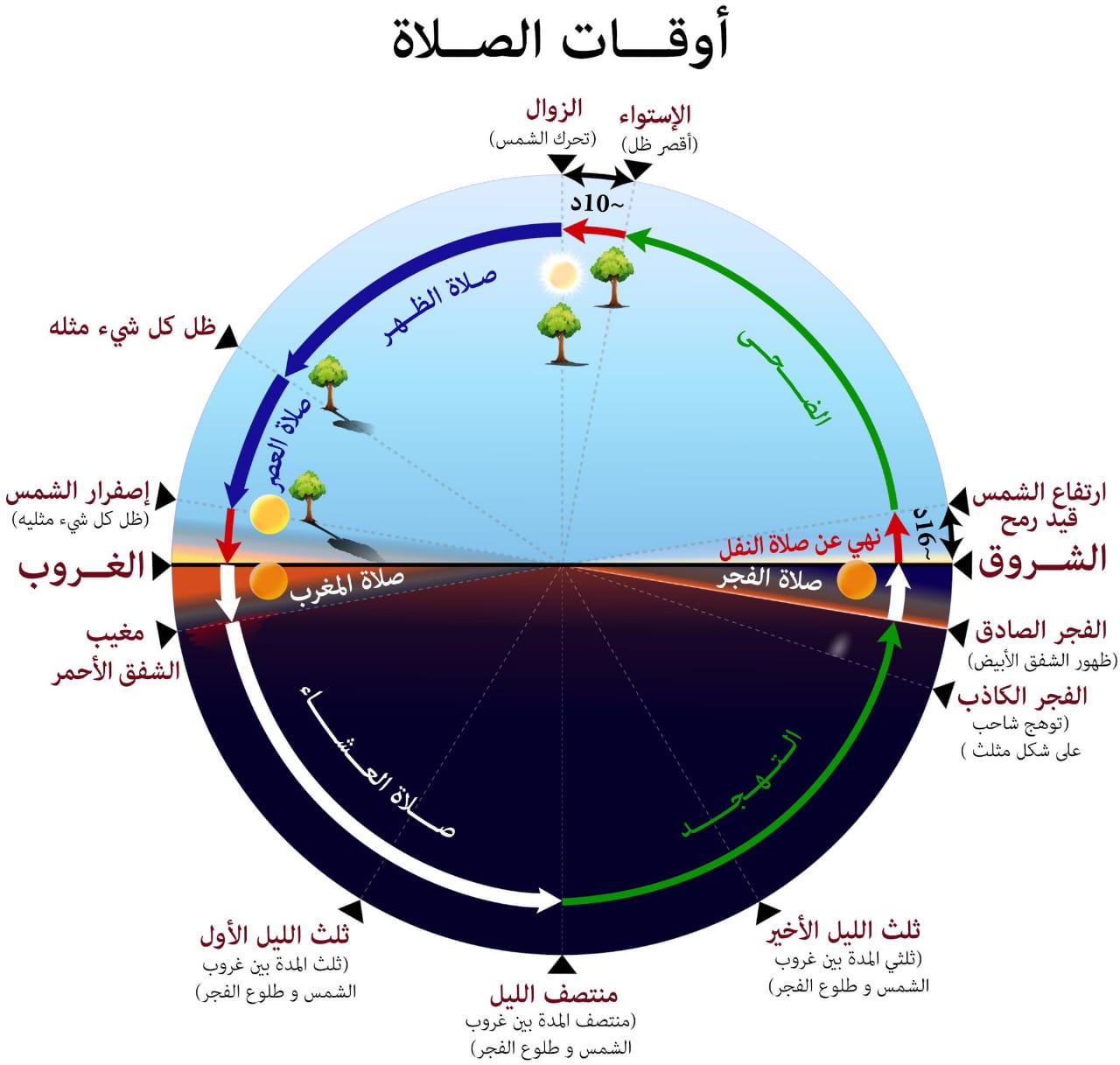 المسند: أطول فترة بين الفجر والشروق تحدث في الصيف
