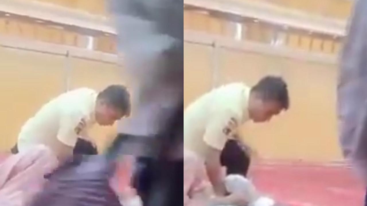 رحل يقتحم مصلى نسائي متنكرًا بزي نسائي  .. فيديو