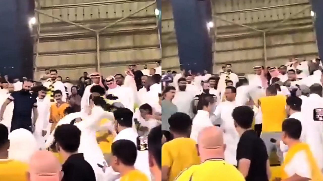 اشتباك بالأيدي بين جماهير النصر والاتحاد عقب المباراة.. فيديو