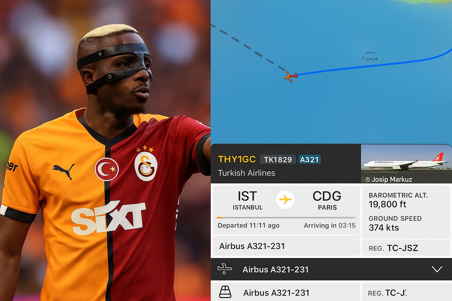 أوسيمين على متن طائرة متجهة من إسطنبول إلى باريس للقاء فهد بن نافل