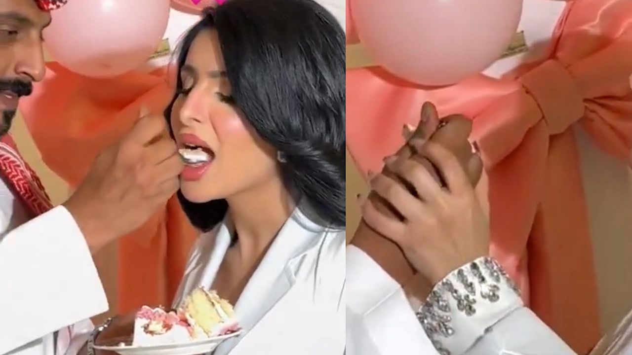 سعيد الزهراني يشارك لحظات رومانسية مع زوجته ويصر على إطعامها بيده .. فيديو