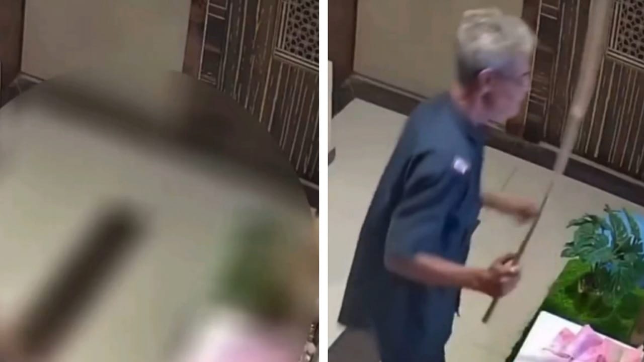 شاب يعتدي على زوجته في مدخل مبنى سكني ..فيديو