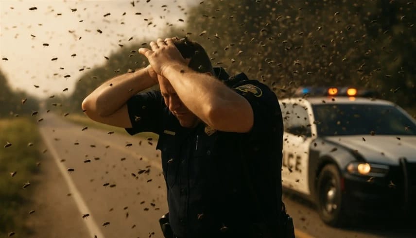 رجل يهاجم رجال الشرطة بسرب نحل بعد توقيفه