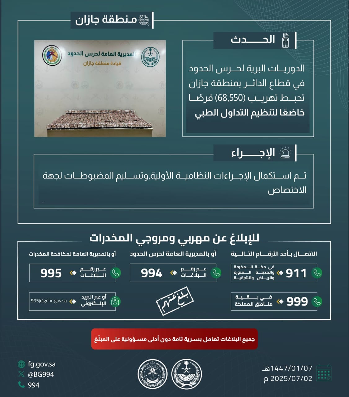 القبض على 6 مخالفين وإحباط محاولة تهريب مواد مخدرة