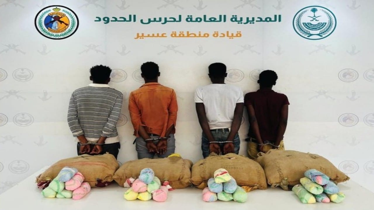 القبض على 4 مخالفين لتهريبهم 80 كلجم من نبات القات المخدر في عسير