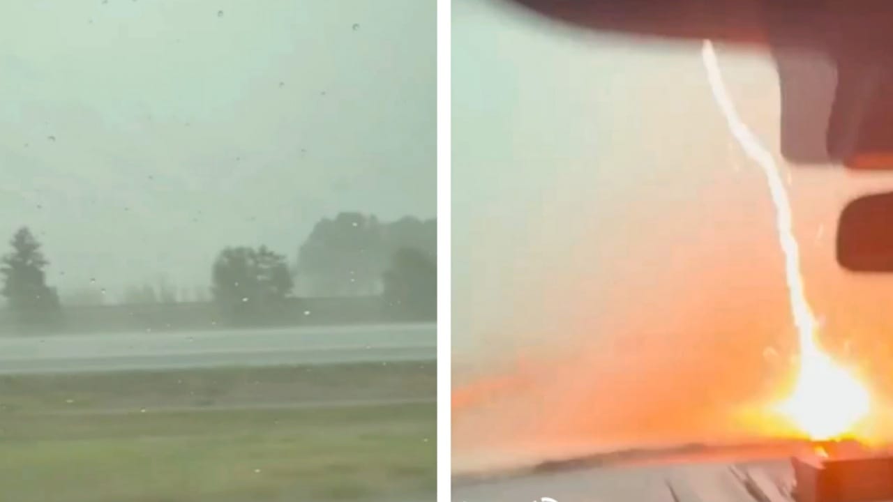 المسند يكشف سر نجاة سائق أميركي من صاعقة ضربت سيارته .. فيديو