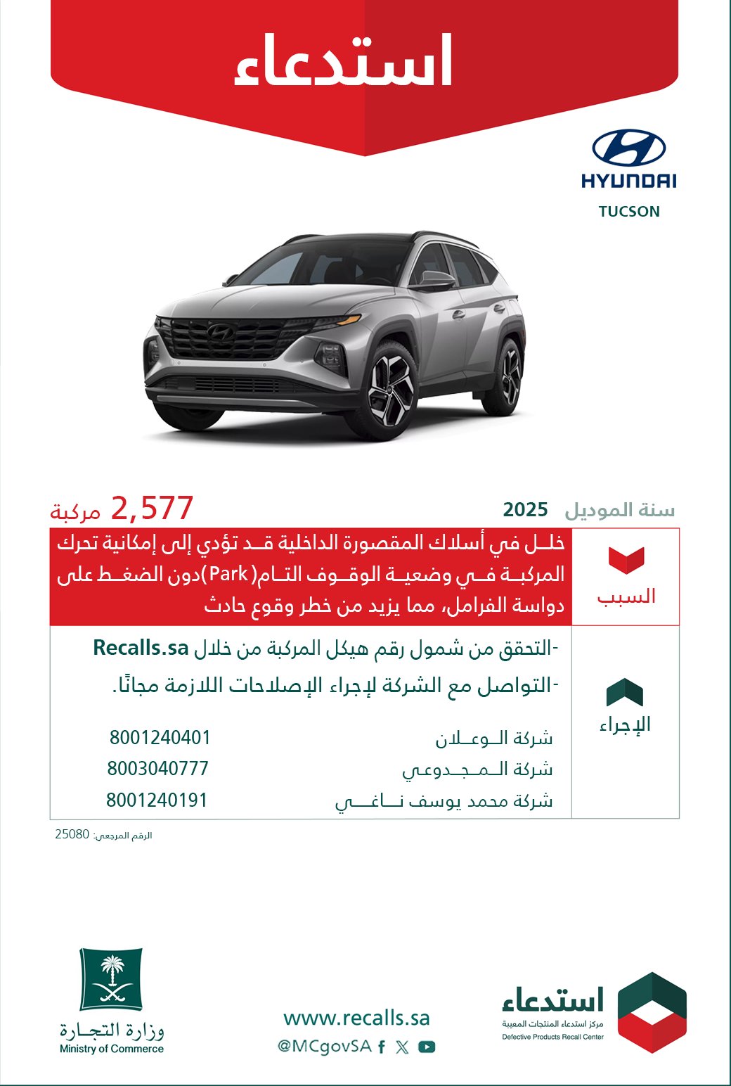 التجارة تستدعي 2,577 مركبة هيونداي توسان