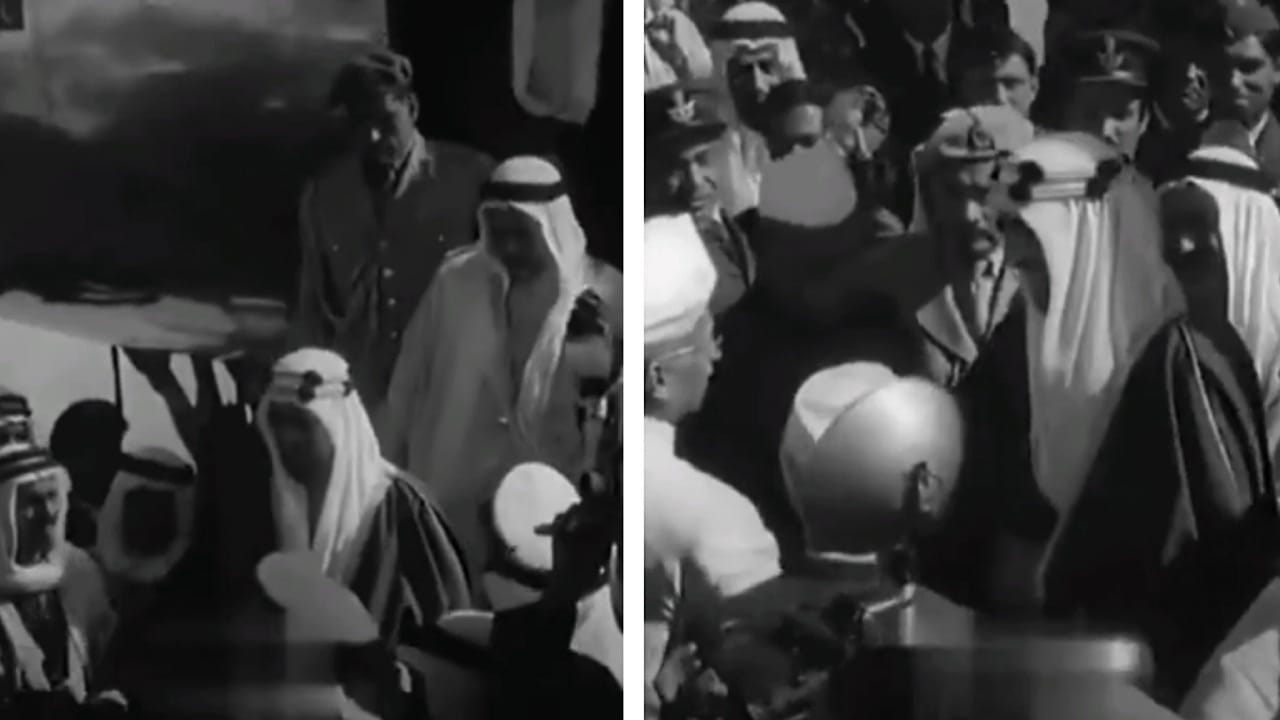 مقطع نادر من زيارة الملك سعود للهند واستقبال شعبي حافل .. فيديو